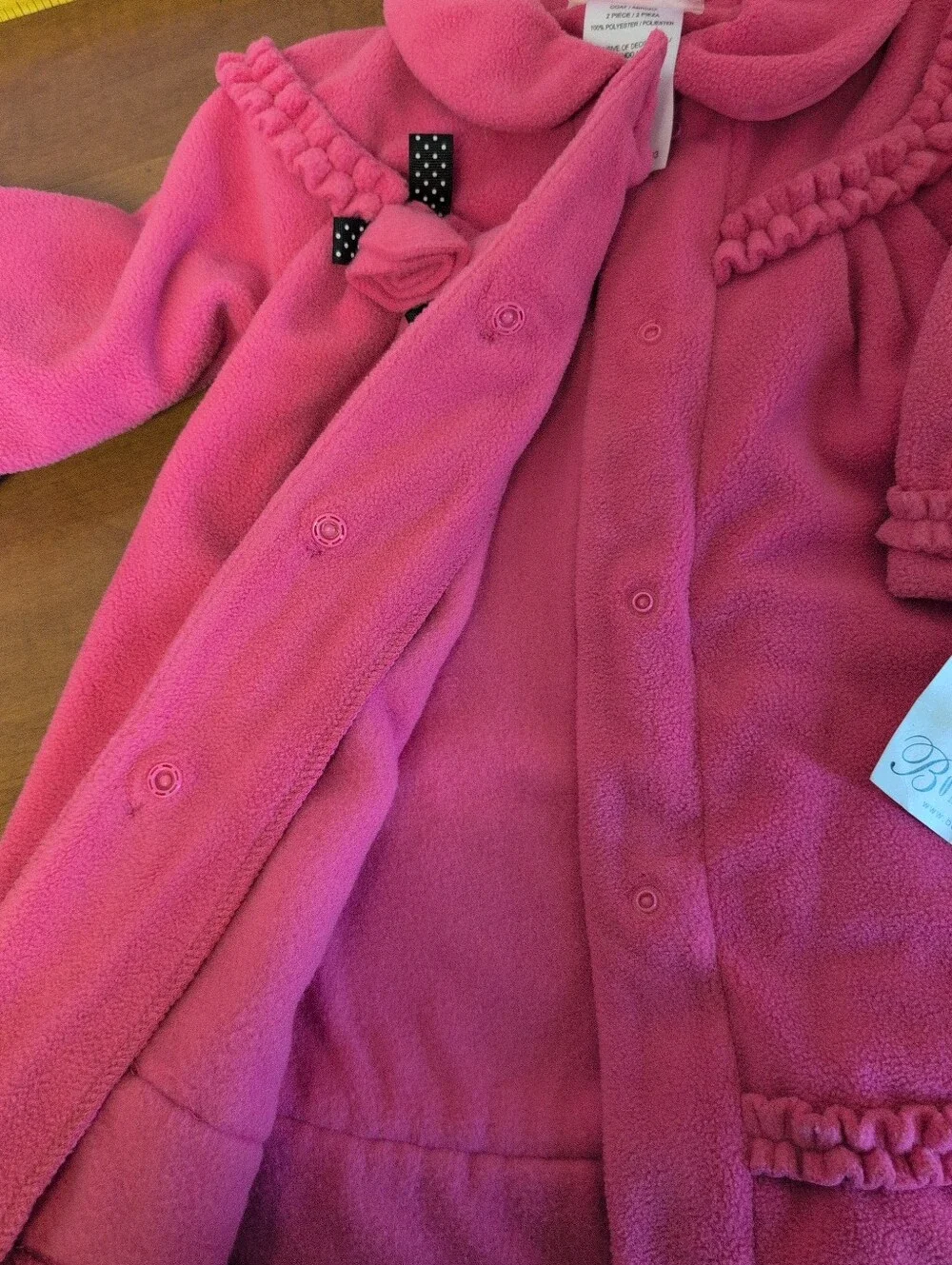 Bonnie Jean Hot Pink Girls' Fleece Pea Coat with Matching Hat